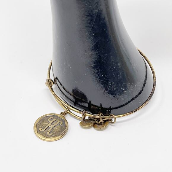 Alex and Ani Initial K Charm Bangle Bracelet Gold Finish Brass - Picture 6 of 6